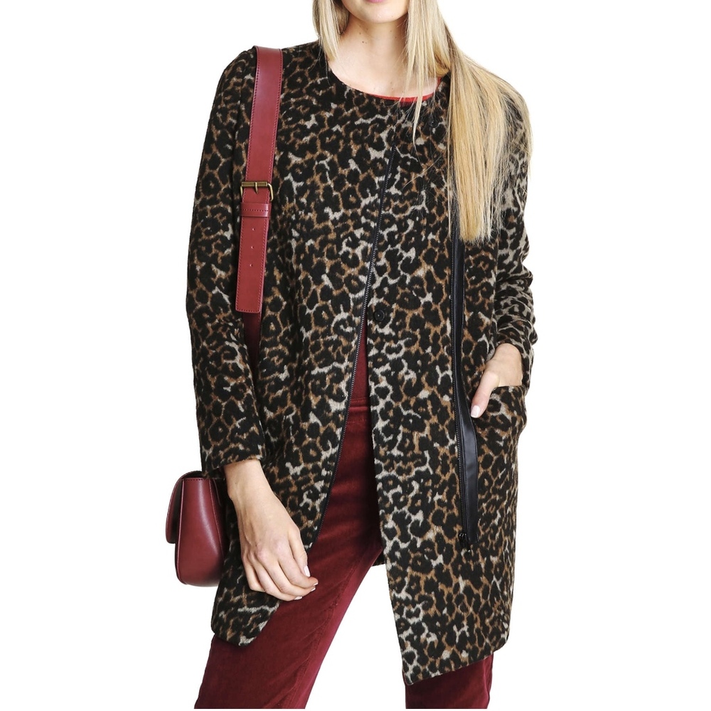 Joe Fresh Leopard Print Coat Winter Jacket NEW L